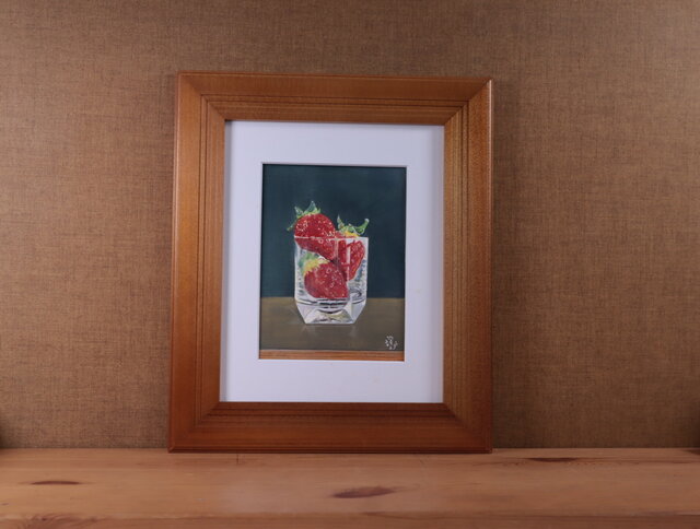 アクリル「グラスの中の3つの苺」 | iichi 日々の暮らしを心地よく