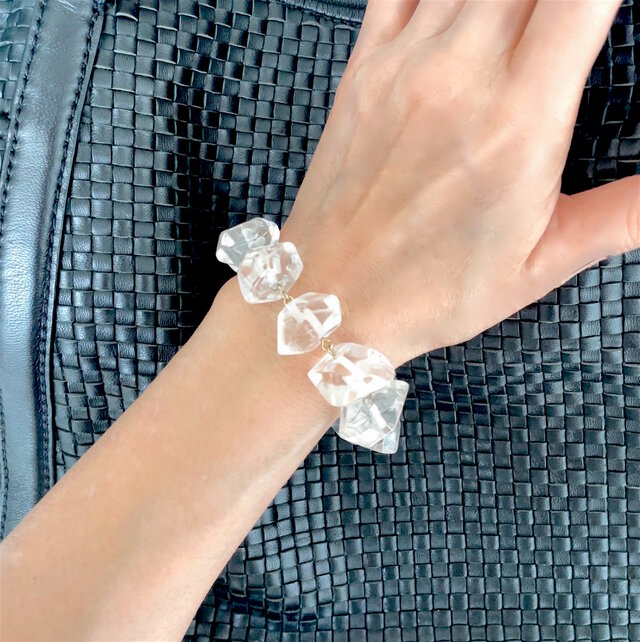 ひんやり 氷の形 ラフカットno水晶のブレスレット K14gf | iichi 日々