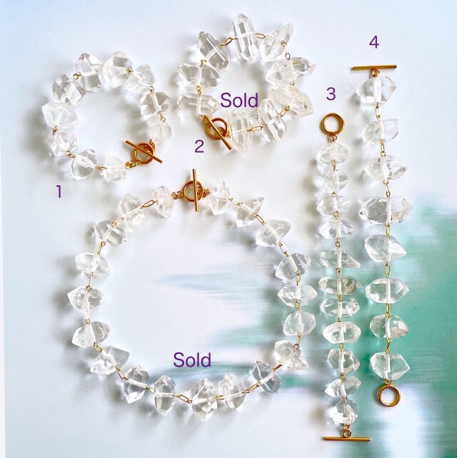 ひんやり 氷の形 ラフカットno水晶のブレスレット K14gf | iichi 日々