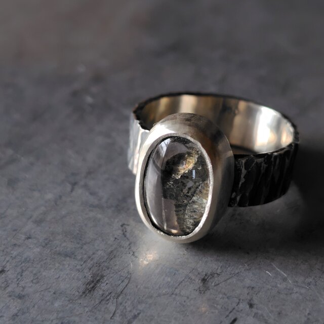 マーカサイトインクォーツシルバーリング#14