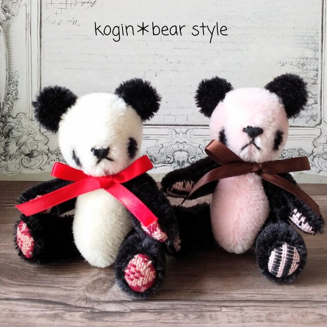 こぎん刺しのパンダのぬいぐるみ ベビーパンダカラー | iichi 日々の