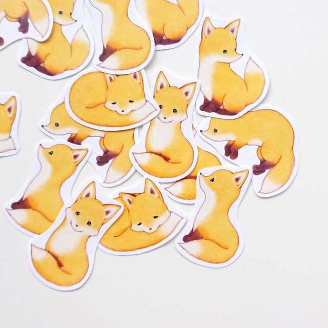 キツネちゃんのフレークシール 15枚入