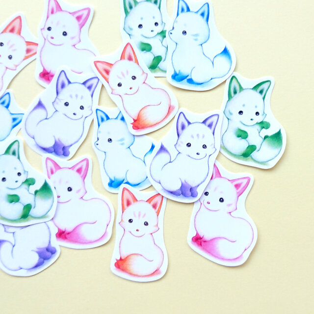 白狐ちゃんのフレークシール 15枚入