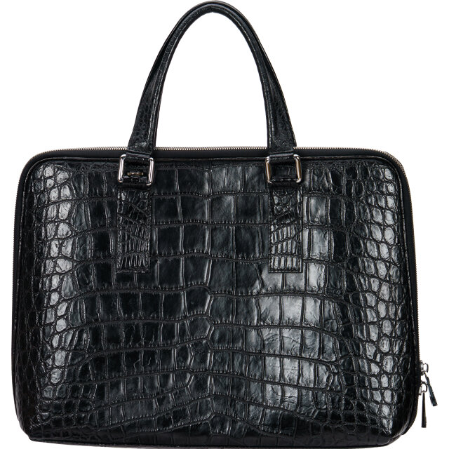 黒のクロコ　ケース クロコダイル メンズ ビジネスバッグ 高級 ブリーフケース 2WAY