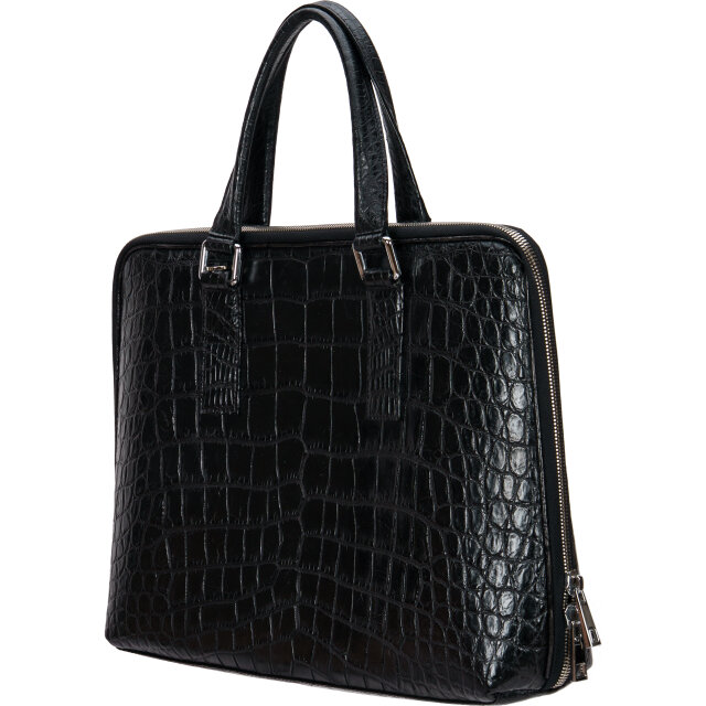 美品　バジョルゴ　黒 クロコダイル風 ビジネスバッグ クロコダイル メンズ ビジネスバッグ 高級 ブリーフケース 2WAY