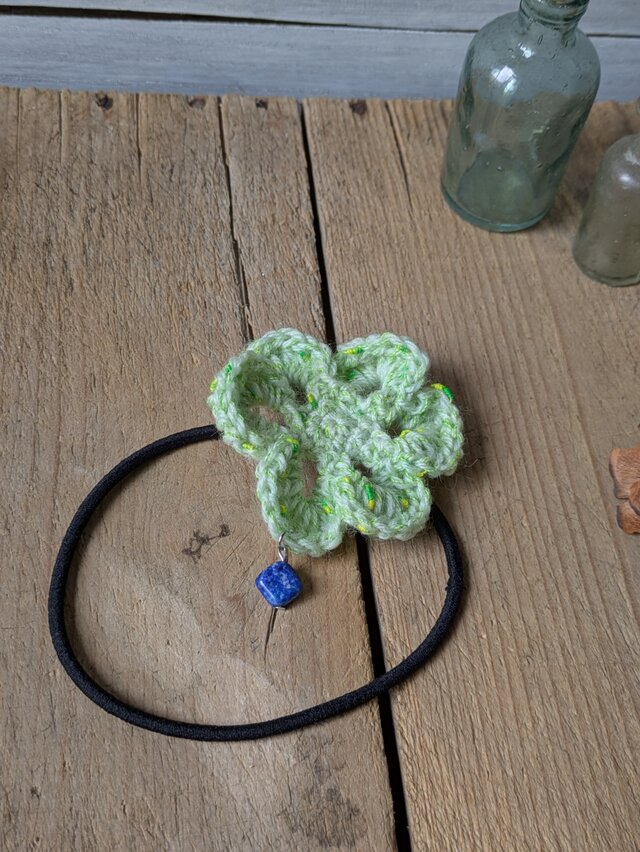 シンプルフラワービーズヘアゴム