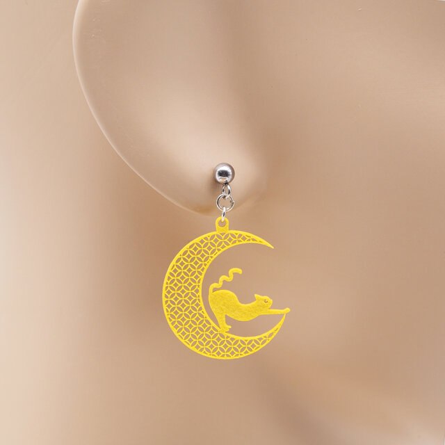 みつき　月のイヤリング ピアス＆イヤリング】三日月と満ち欠け(クリスタルver) – 宙
