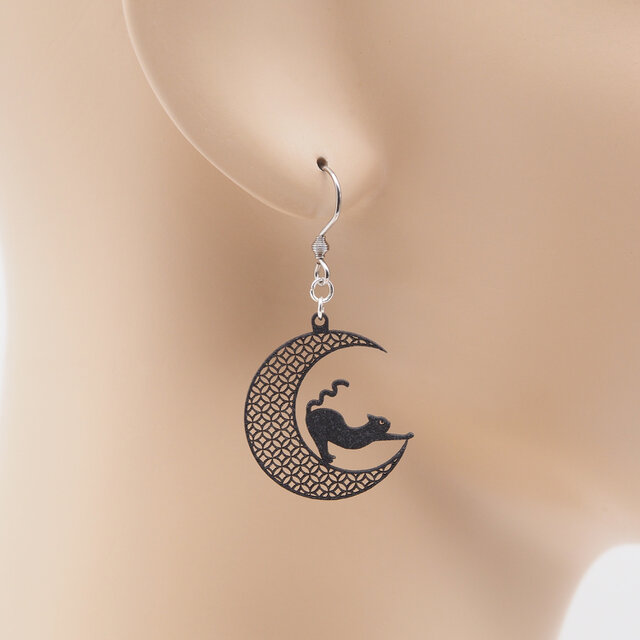 三日月と伸び猫Ⅱ（七宝繋ぎ）Ω 気分が上がる魔法のスイッチ Ω