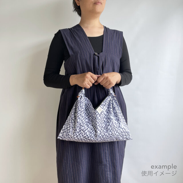 1点もの】あずま袋 裏地付き ハンドバッグサイズ 絹 着物 桃色 & 綿麻