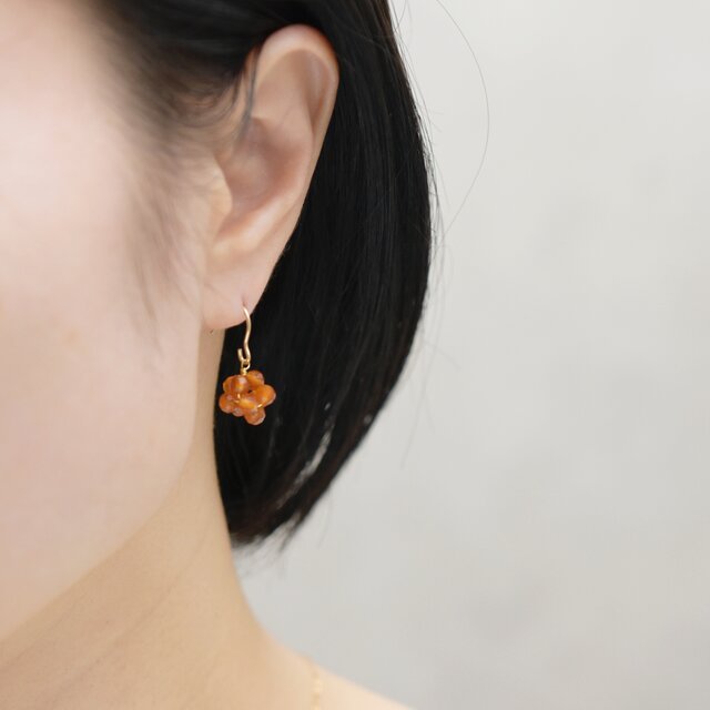 じばにゃん❤️ 14kgf ピアス 14kgf ピアス】メープル(もみじ・カエデ) オレンジ カーネリアン