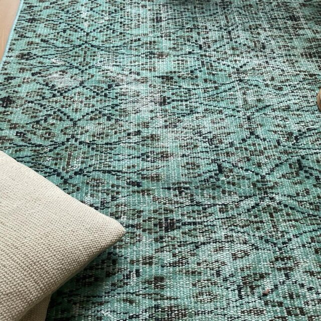 110×150 ボタニカル　ターコイズオーバーダイ　トルコヴィンテージラグ 110×150 ボタニカル ターコイズオーバーダイ トルコヴィンテージ