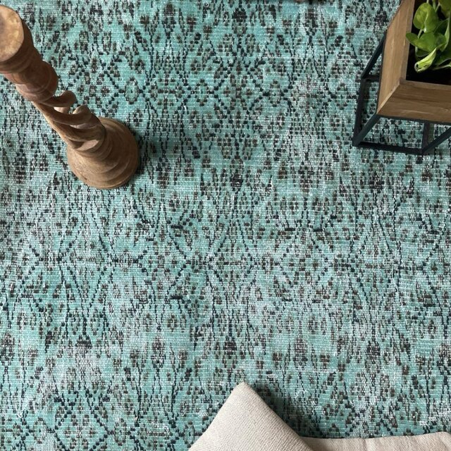 110×150 ボタニカル　ターコイズオーバーダイ　トルコヴィンテージラグ 110×150 ボタニカル ターコイズオーバーダイ トルコヴィンテージ