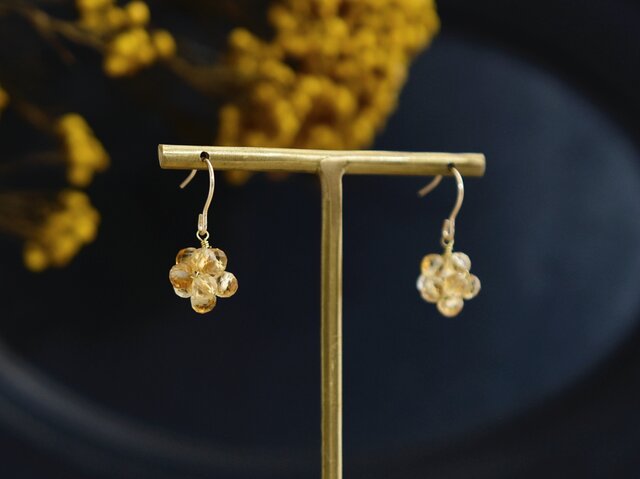 14kgf ピアス】はちみつ ハニー シトリンの実 金平糖 11月誕生石／誕生