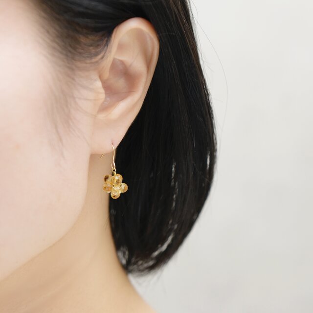 14kgf ピアス】はちみつ ハニー シトリンの実 金平糖 11月誕生石／誕生