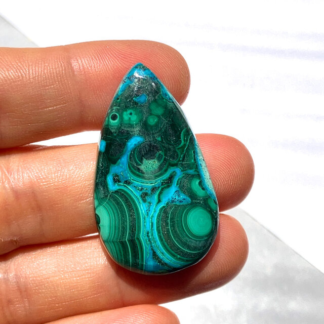 クリソコラマラカイト[134] 38x22mm 49Cts ルース ／天然石