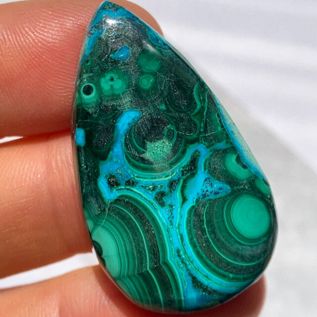クリソコラマラカイト[134] 38x22mm 49Cts ルース ／天然石
