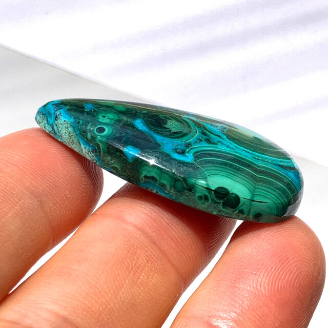 クリソコラマラカイト[134] 38x22mm 49Cts ルース ／天然石
