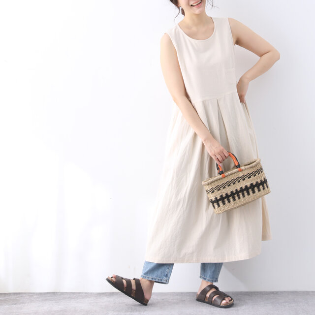 no812フリルタックワンピース レースくすみピンク ピンタック コットン