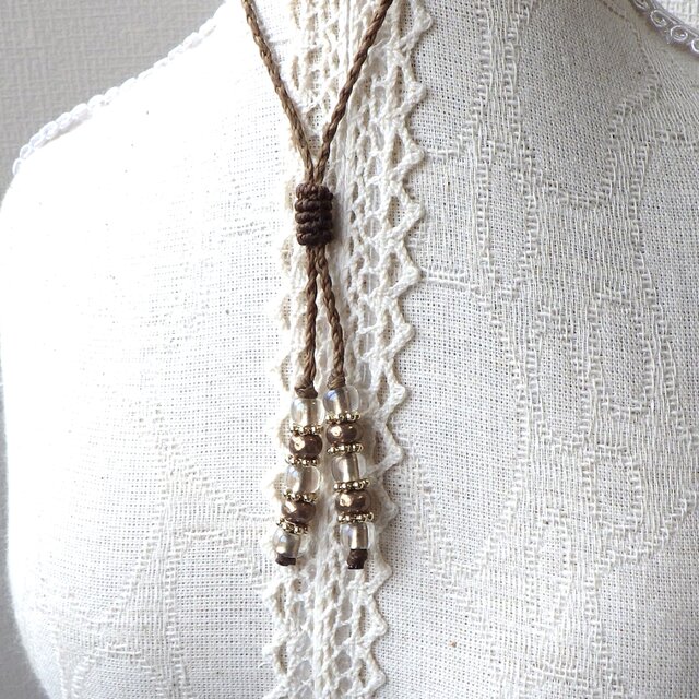 ローズクォーツのネット包みマクラメネックレス | iichi 日々の暮らし