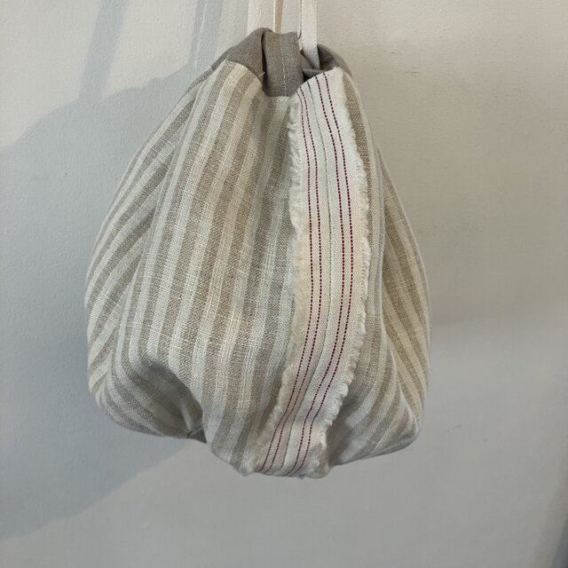 リネンストライプの巾着袋(BA-118) | iichi 日々の暮らしを心地よく