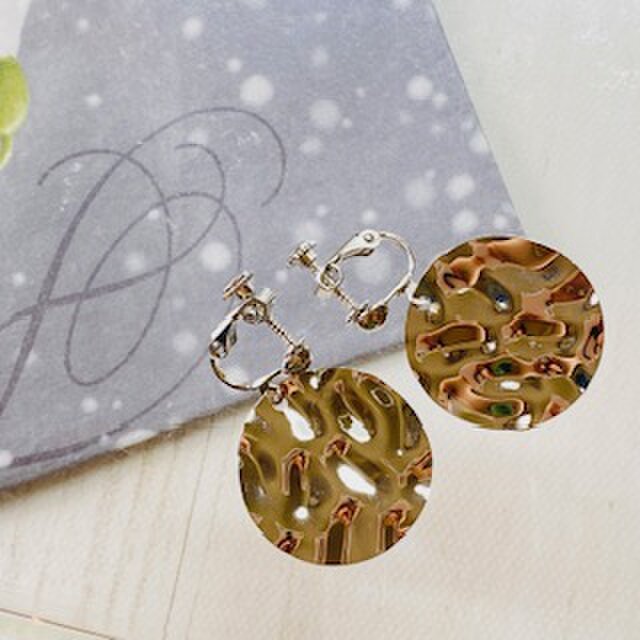 【イヤリング】波形サークル・シンプル銀♪