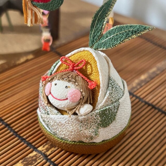 七夕飾り【ベビちゃんシリーズ　竹の子姫】正絹縮緬人形　お月見　コンパクト　夏　秋　母の日　敬老　お祝い　出産