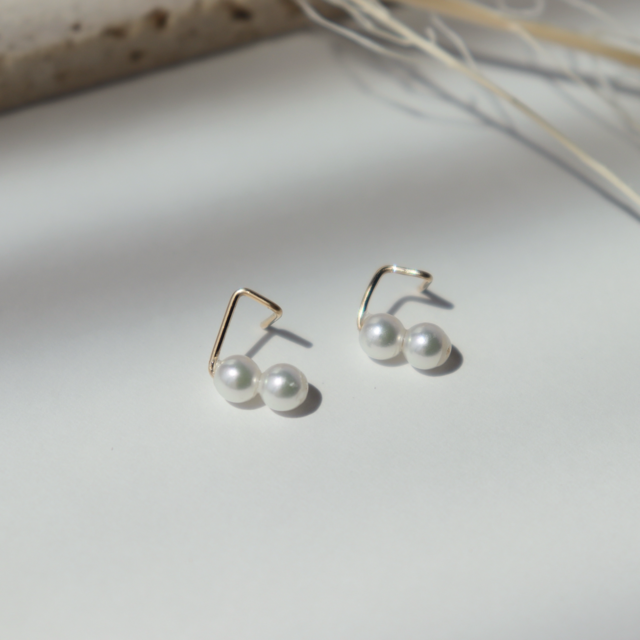 キャッチレス 極小 twin pearl ピアス -14kgf- | iichi 日々の暮らしを