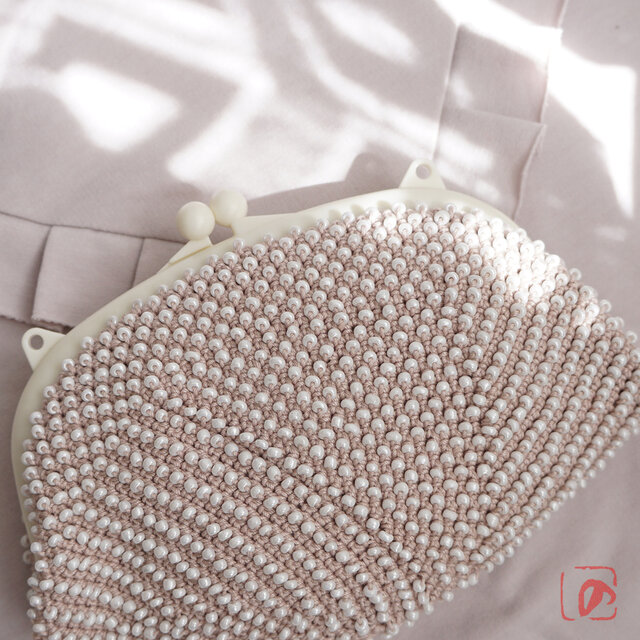 ばあば ⁛ つぶつぶガラスビーズのプチバッグ（gris orage・2154）