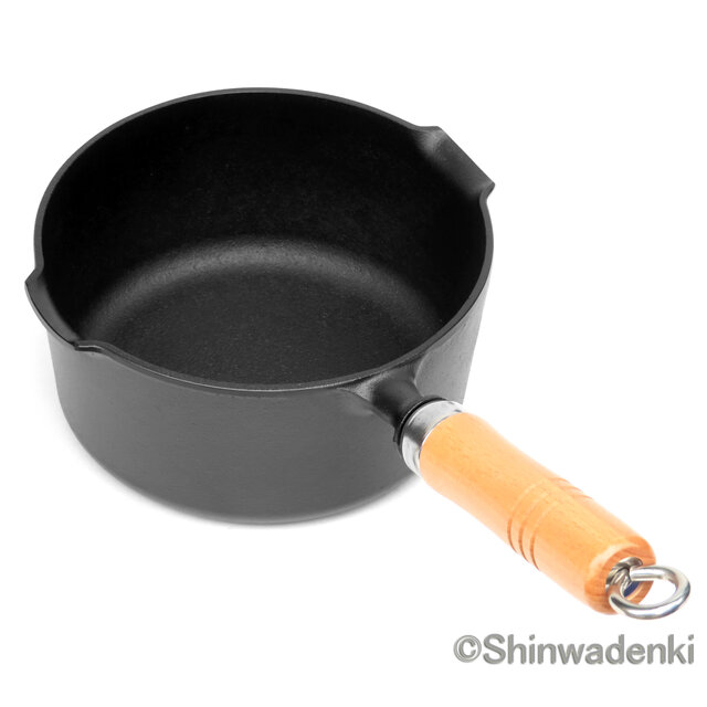 昭和　新品南部鉄器　天ぷら鍋直径16cm 義経鍋 南部鉄器 鉄鍋 天ぷら鍋 揚げ物鍋 ミルクパン 片手鍋16cm 日本製 ガス