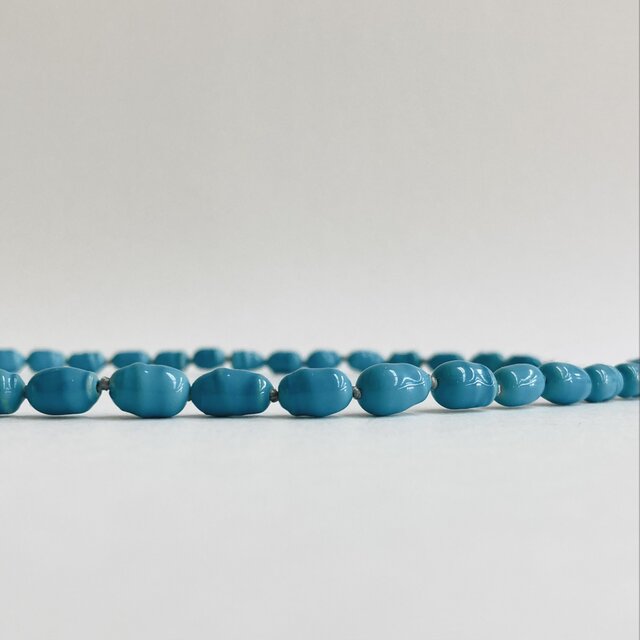 ガラスバロックビーズオールノットネックレスM/約6x10mm約45cm+2cm 