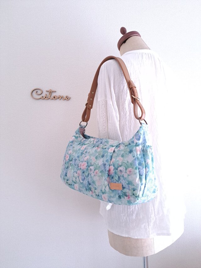 ハムステッドサマー　横長ショルダーBag 数量限定再版♪ リバティ ハムステッドサマー グリーン ラミネート