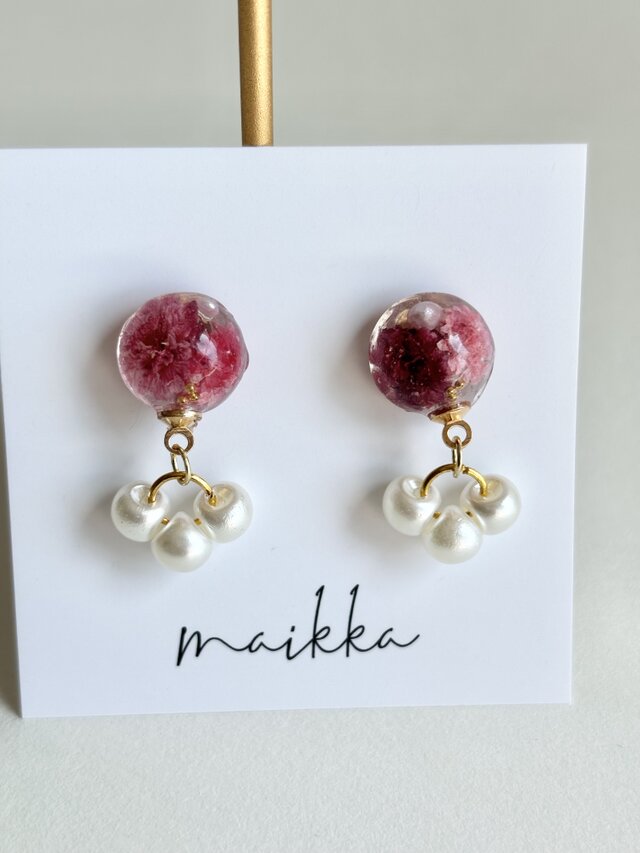 レジンヘアゴム 大ぶり　ピンク　かすみ草　バラ　パール レジンヘアゴム 大ぶり ピンク かすみ草 バラ パール - メルカリ