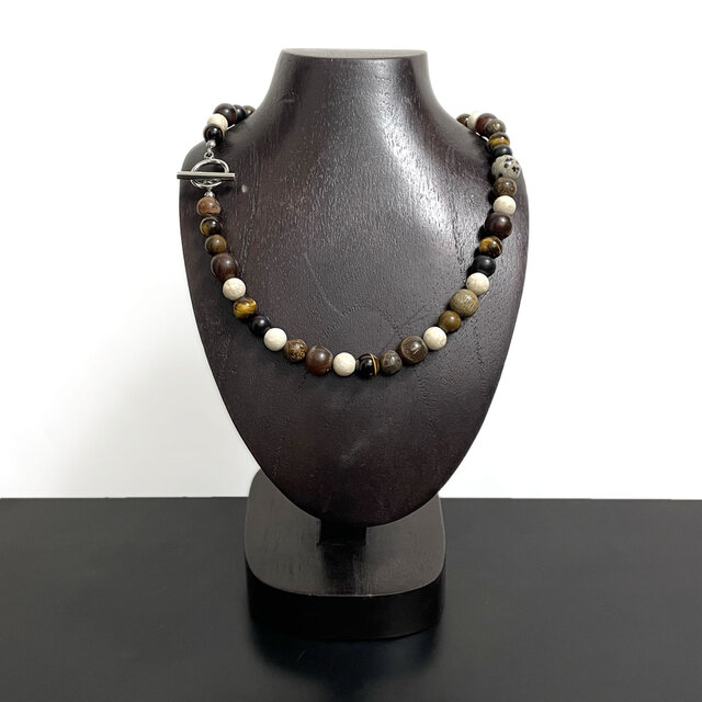 天然石 天然木 バッファローホーン ネックレス マンテル ステンレス