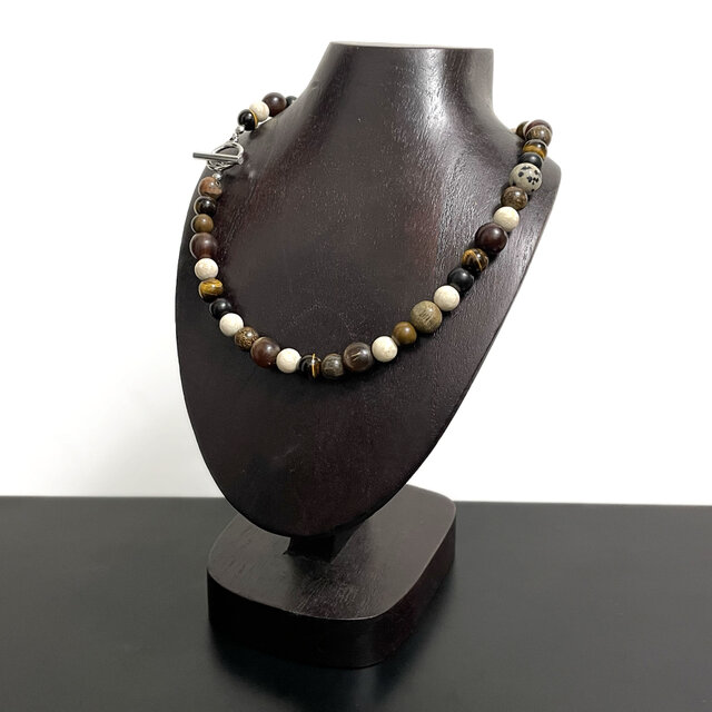 天然石 天然木 バッファローホーン ネックレス マンテル ステンレス