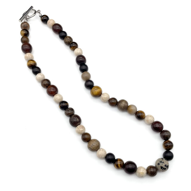 天然石 天然木 バッファローホーン ネックレス マンテル ステンレス