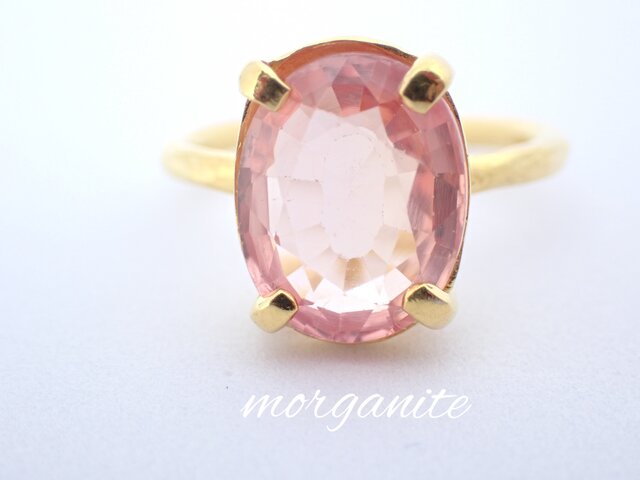 入荷nowオンラインストア 新作 『Morganite』世界でひとつ天然石リングsv925+k18 | iichi アクセサリー