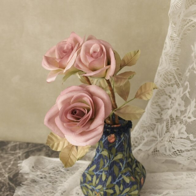 ②アンティーク　布花　薔薇　フランス　ビスクドール 花冠　ハンドメイド　素材 布 / ブレード / フラワー | Dua-アクセサリーパーツショップ