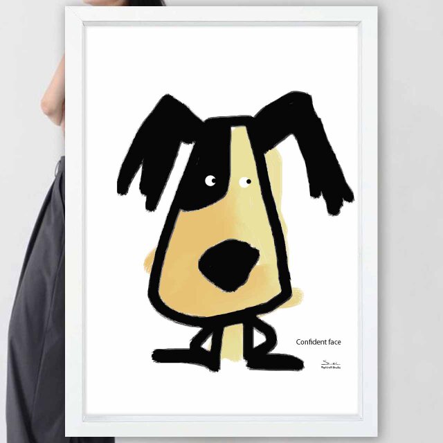 どや顔 犬 送料無料 イラスト A4〜A0 ポスター アートポスター