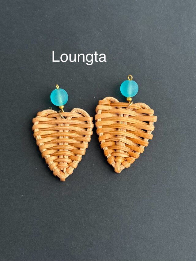 送料無料 ラタンピアス ラタン 大ぶりピアス 夏ピアス