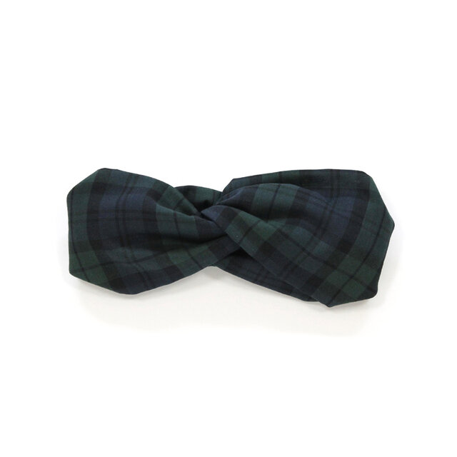 ふんわり優しい肌触り。ダブルガーゼ ブラックウォッチのヘアターバン　チェック柄 ヘアバンド