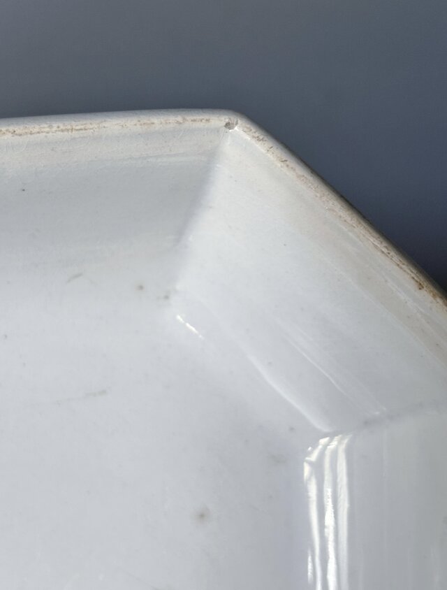 Gien ジアン 白 角皿 大皿 隅切 24.5cm フランス アンティーク 0502222