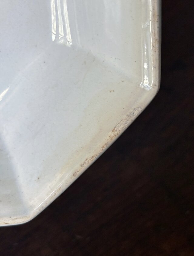 Gien ジアン 白 角皿 大皿 隅切 24.5cm フランス アンティーク 0502222