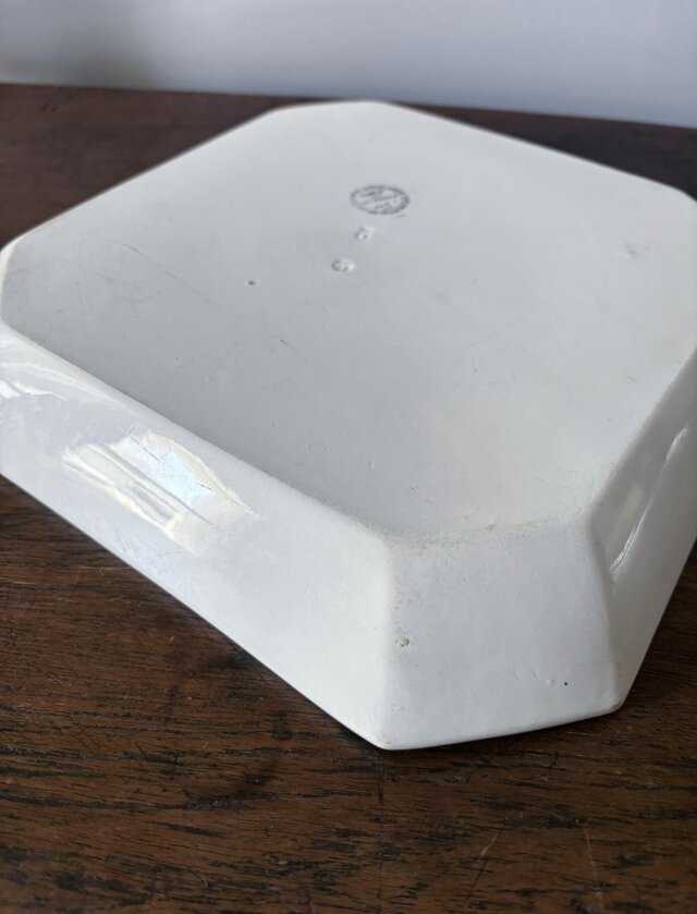 Gien ジアン 白 角皿 大皿 隅切 24.5cm フランス アンティーク 0502222