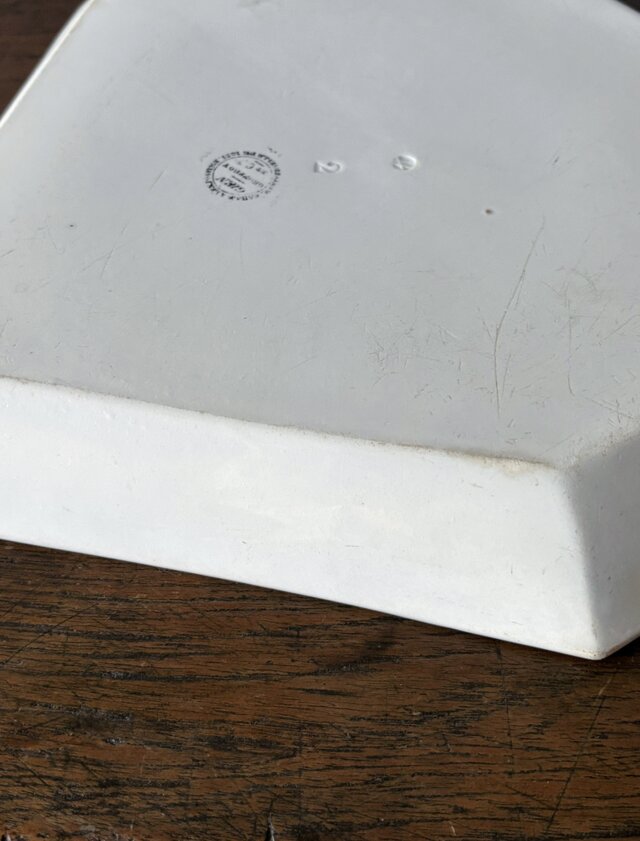 Gien ジアン 白 角皿 大皿 隅切 24.5cm フランス アンティーク 0502222