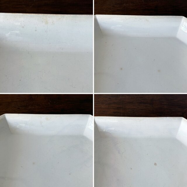 Gien ジアン 白 角皿 大皿 隅切 24.5cm フランス アンティーク 0502222