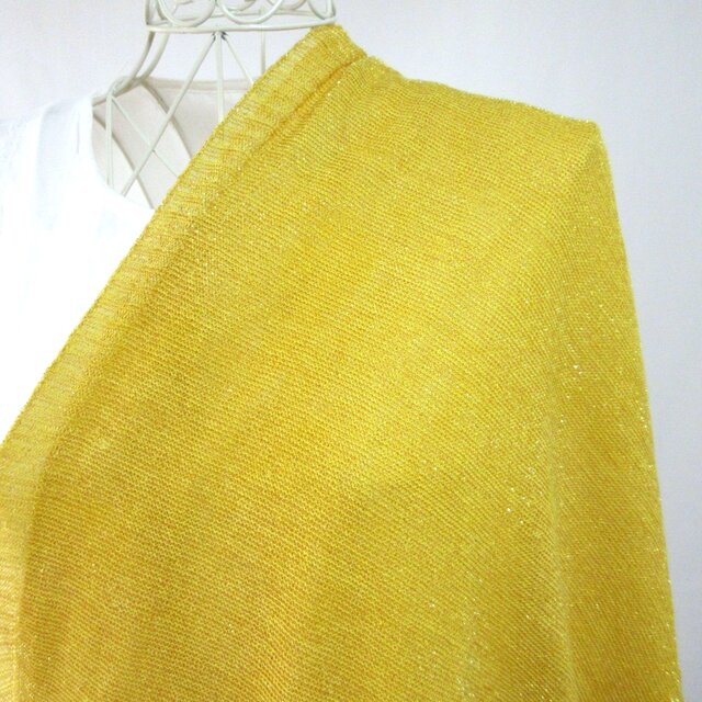 草木染め・エンジュ染め・柔らかなシルクニット・金ラメ・大判