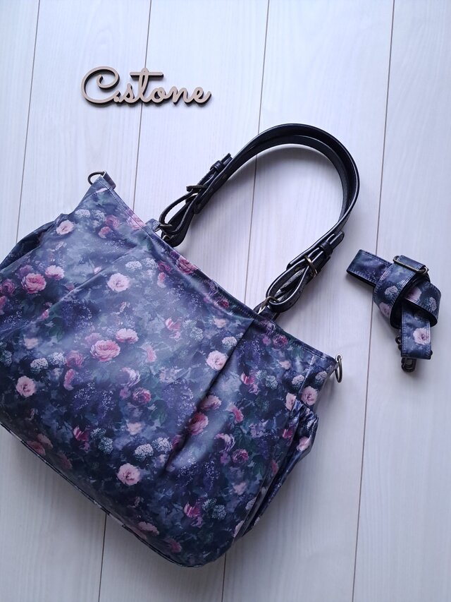 受注製作♪　ハムステッドサマー　魔女子さんノワール　　タック入り通勤バッグ　ハンドメイド　リバティ