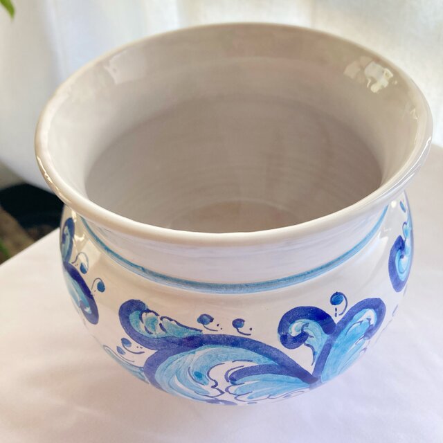 太陽窯　菓子鉢　盛り鉢　花器 藍花 楕円鉢 | 波佐見焼 和食器の通販｜長十郎窯