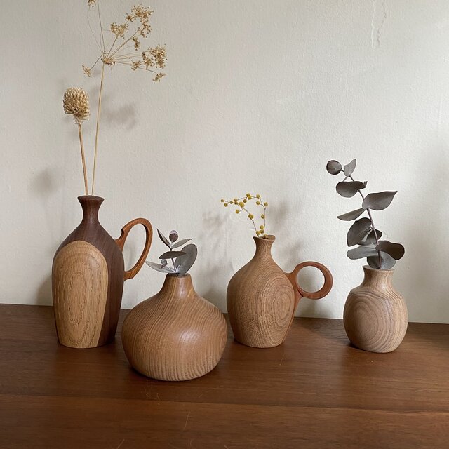 ドライフラワー用一輪挿し 高さ9.5cm タモ×チェリー | iichi 日々の