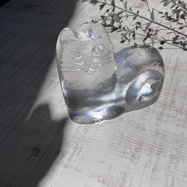 リサ・ラーソン＊ガラスのごきげん猫／北欧ガラス／Royal Krona